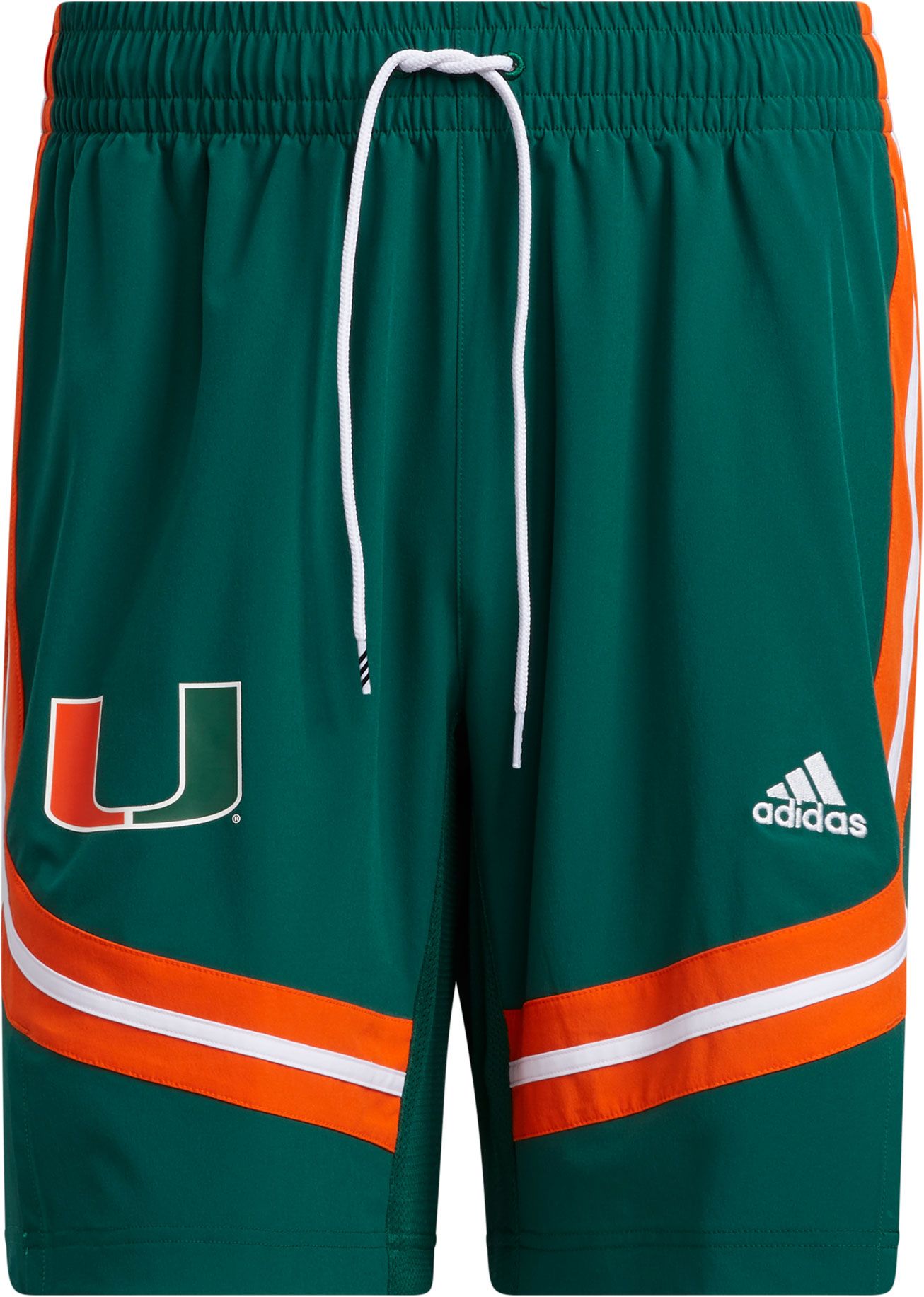 adidas Men's Miami Hurricanes Green Swingman On-Court Replica Basketball Shorts product image