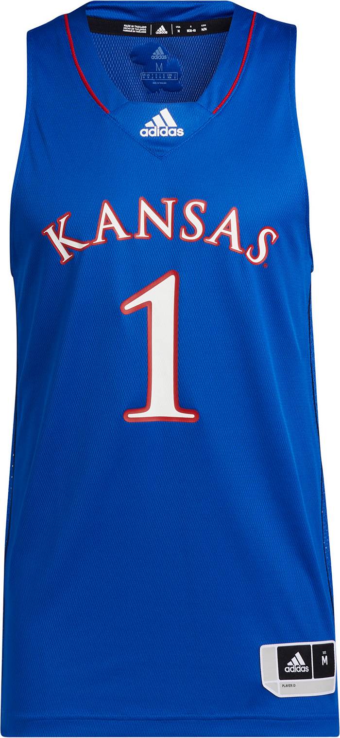 Men's adidas #1 Royal Kansas Jayhawks Swingman Basketball Jersey