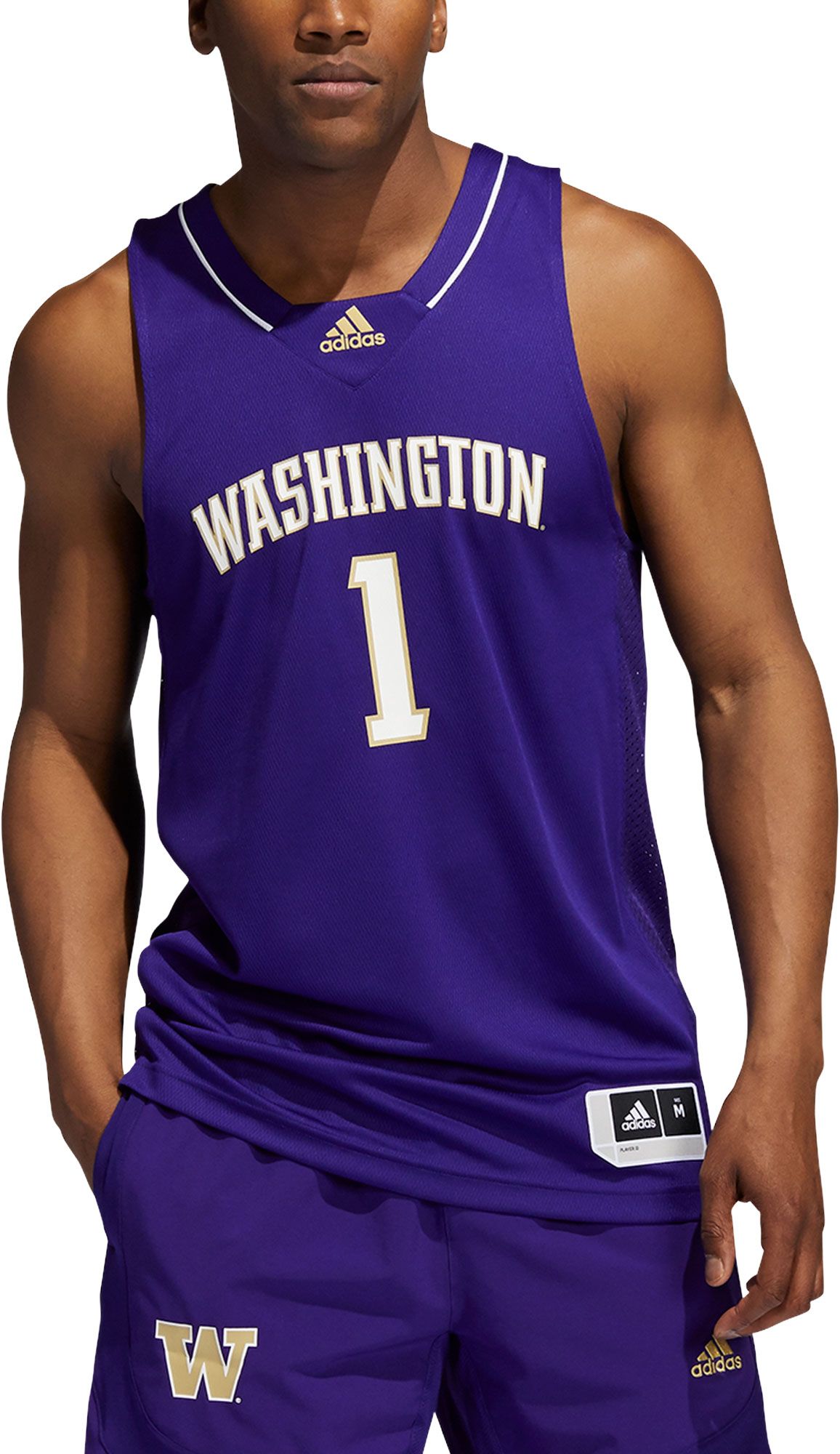 adidas Men's Washington Huskies #1 Purple Swingman Replica Basketball Jersey