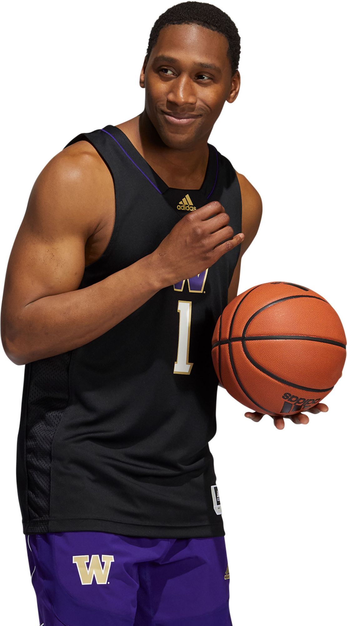 adidas Men's Washington Huskies Black Swingman Basketball Jersey product image