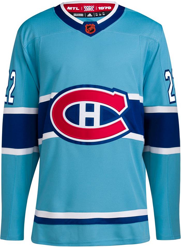 Montreal Canadiens #22 Cole Caufield Blue 2021 Reverse Retro Stitched Jersey