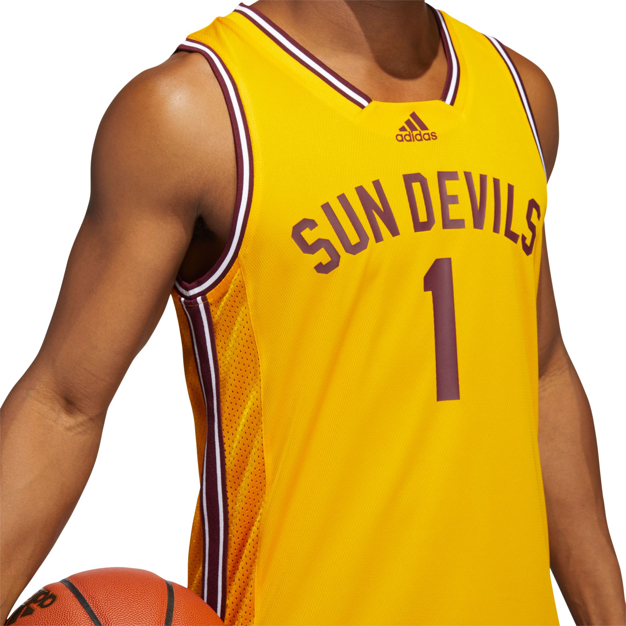 adidas Men's Arizona State Sun Devils #1 Gold Reverse Retro 2.0 Replica Basketball Jersey