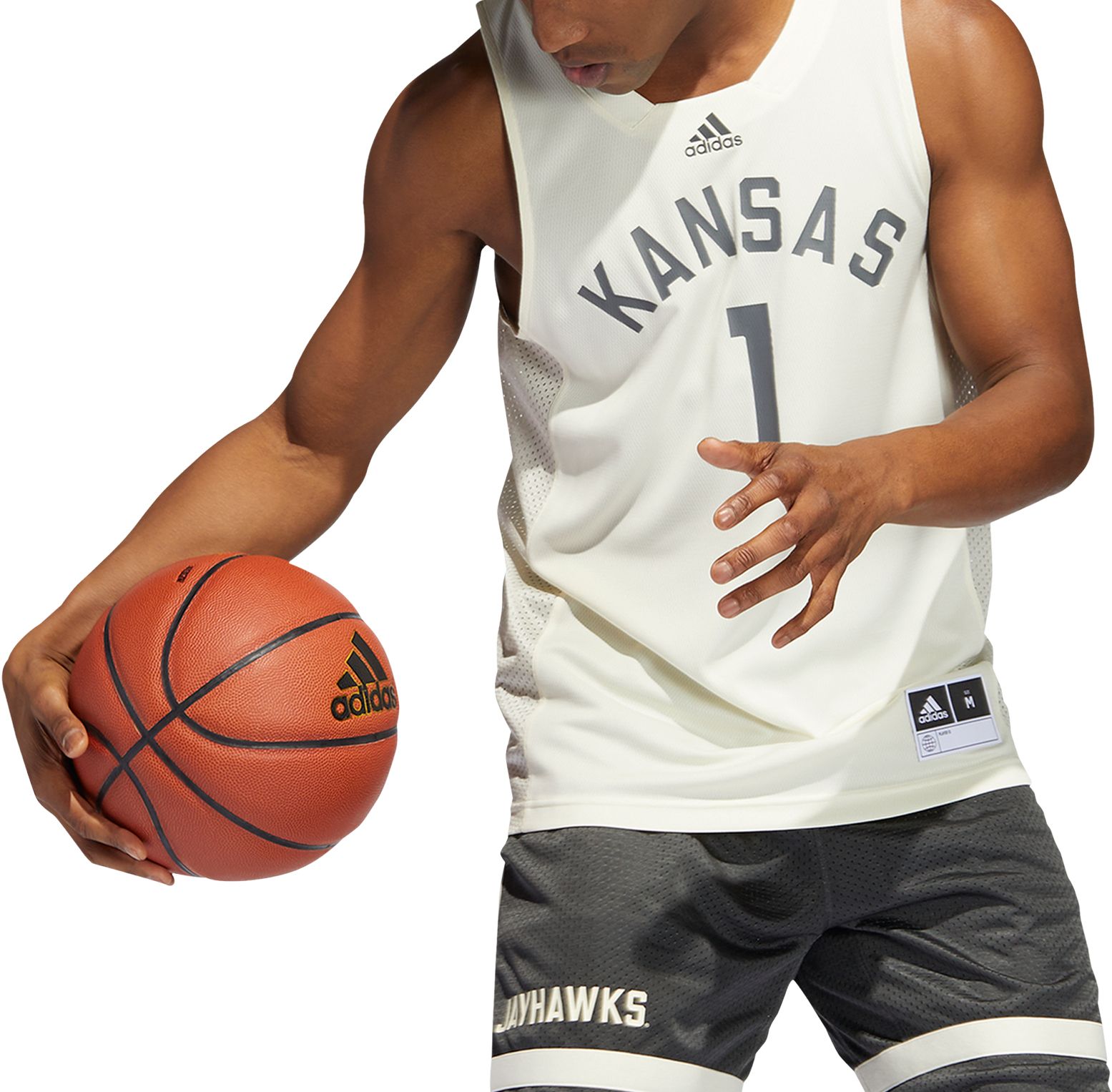 adidas Men's Kansas Jayhawks #1 White Reverse Retro 2.0 Replica Basketball Jersey product image
