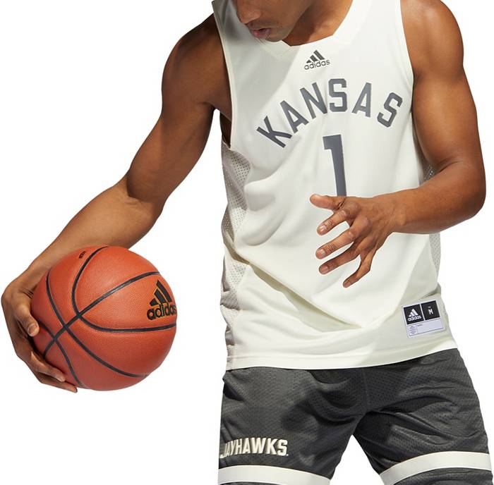 adidas Men's Kansas Jayhawks #1 White Reverse Retro 2.0 Replica Basketball  Jersey