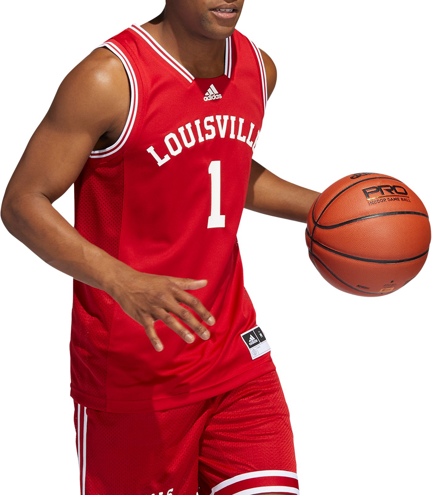 adidas Men's Louisville Cardinals #1 Cardinal Red Reverse Retro 2.0 Replica Basketball Jersey