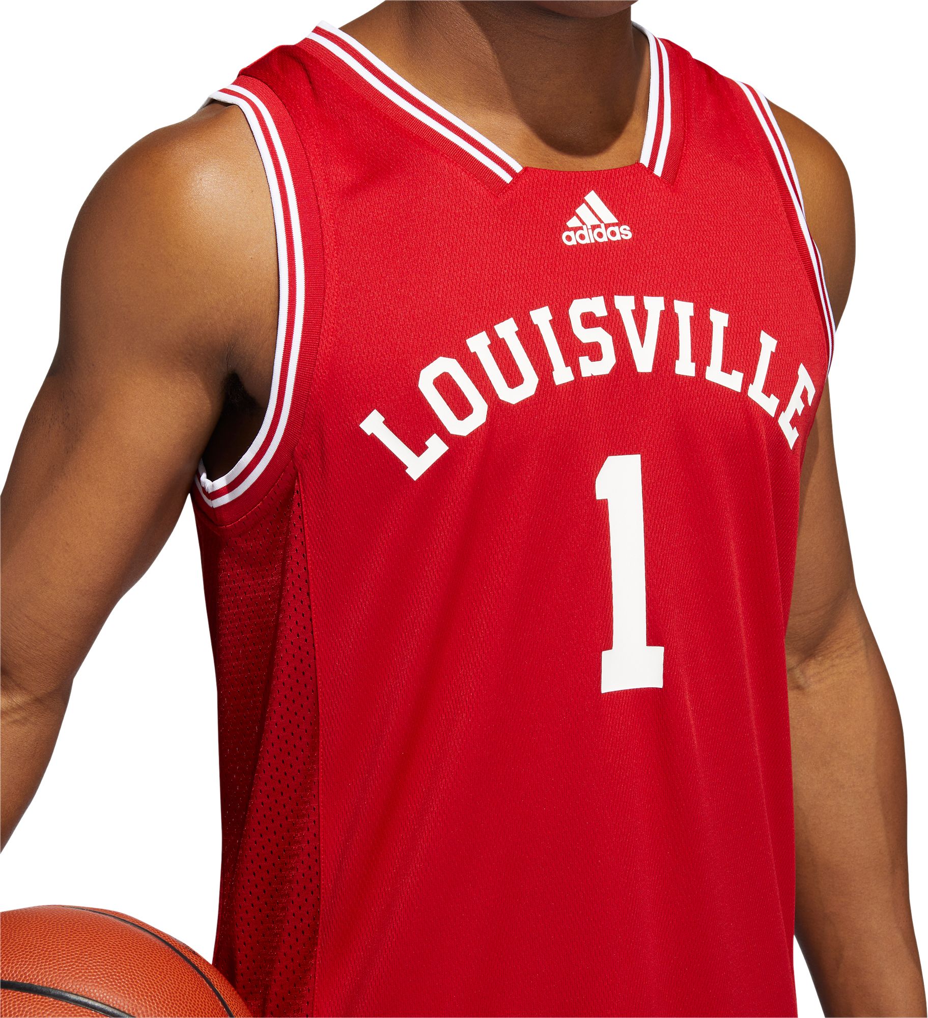 adidas Men's Louisville Cardinals #1 Cardinal Red Reverse Retro 2.0 Replica Basketball Jersey