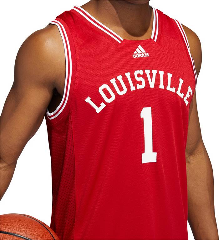 Adidas Louisville Cardinals NCAA #1 Official Basketball Team Red Jersey Men's