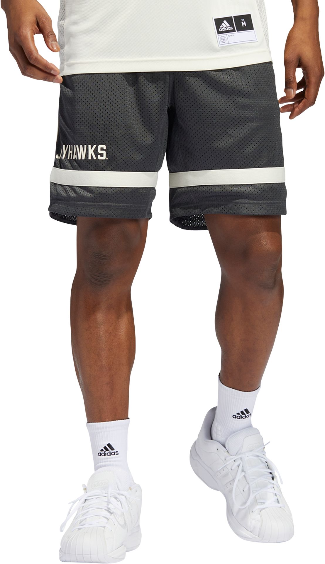 adidas Men's Kansas Jayhawks Grey Retro Reverse Basketball Shorts product image