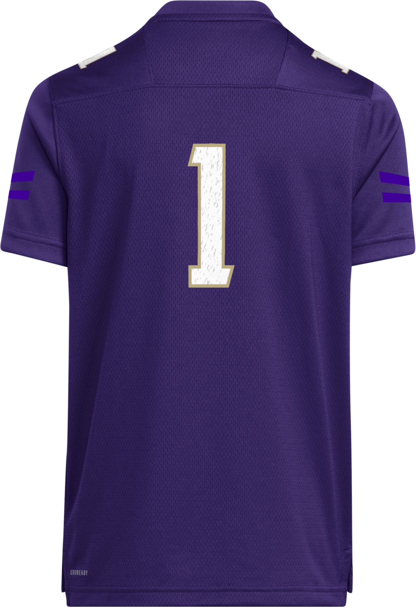 adidas Youth Washington Huskies #1 Purple Replica Football Jersey product image