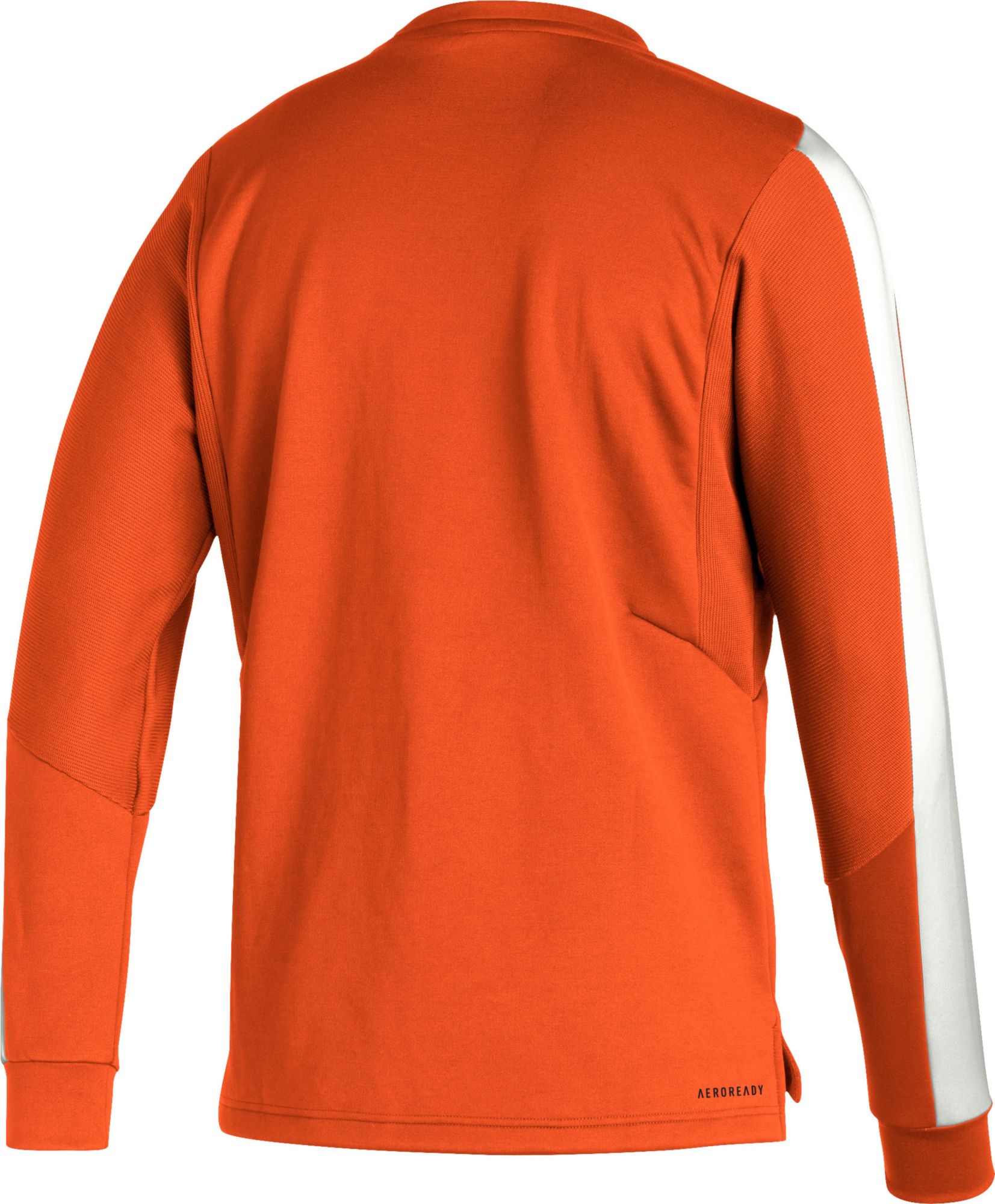 adidas Men's Miami Hurricanes Orange Sideline Pullover Crew Sweatshirt product image