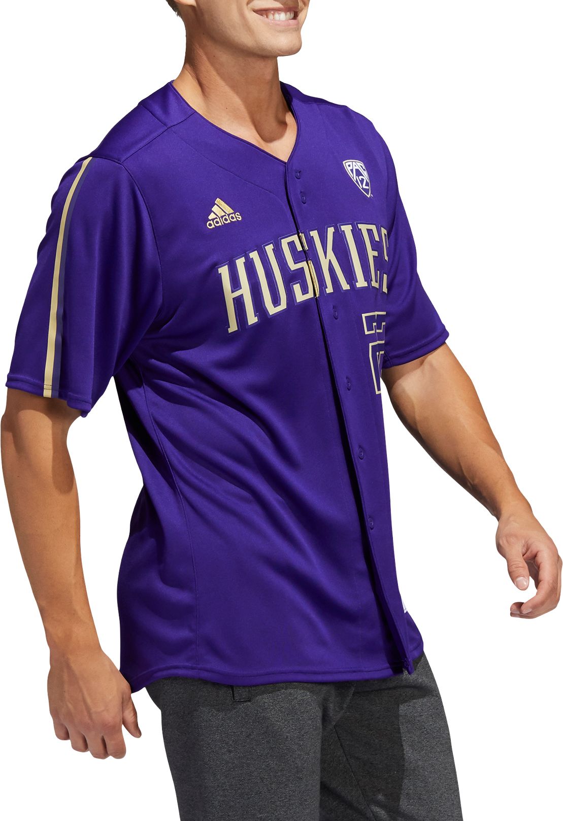 adidas Men's Washington Huskies Purple #22 Replica Baseball Jersey product image