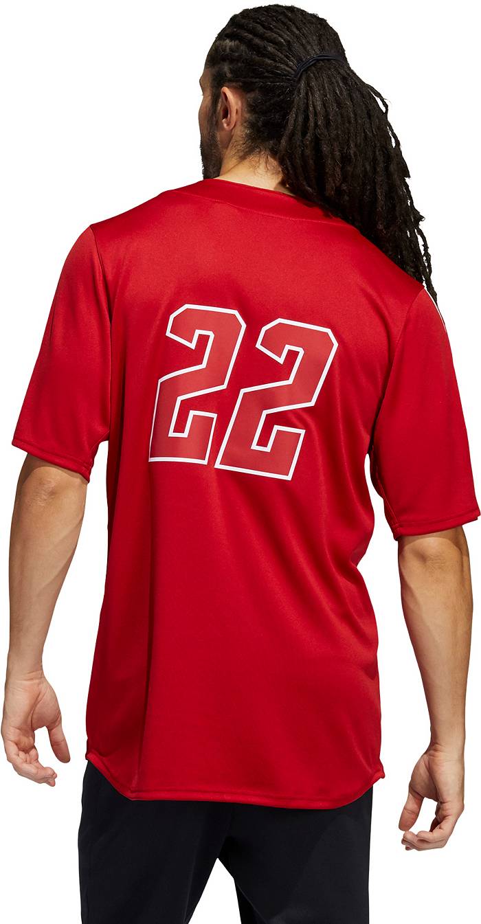Men's adidas #22 Red NC State Wolfpack Button-Up Baseball Jersey