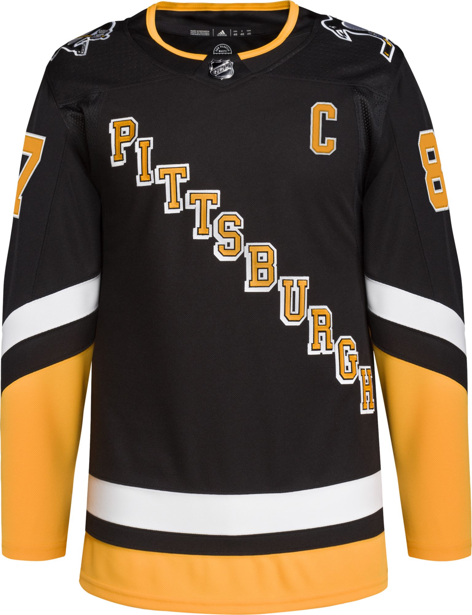Adidas Pittsburgh Penguins No87 Sidney Crosby Black 1917-2017 100th Anniversary Stitched NHL Jersey