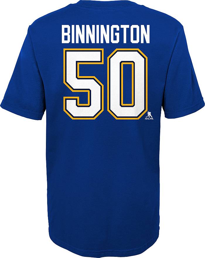 St. Louis Blues Jordan Binnington Youth Player Name & Number T-Shirt
