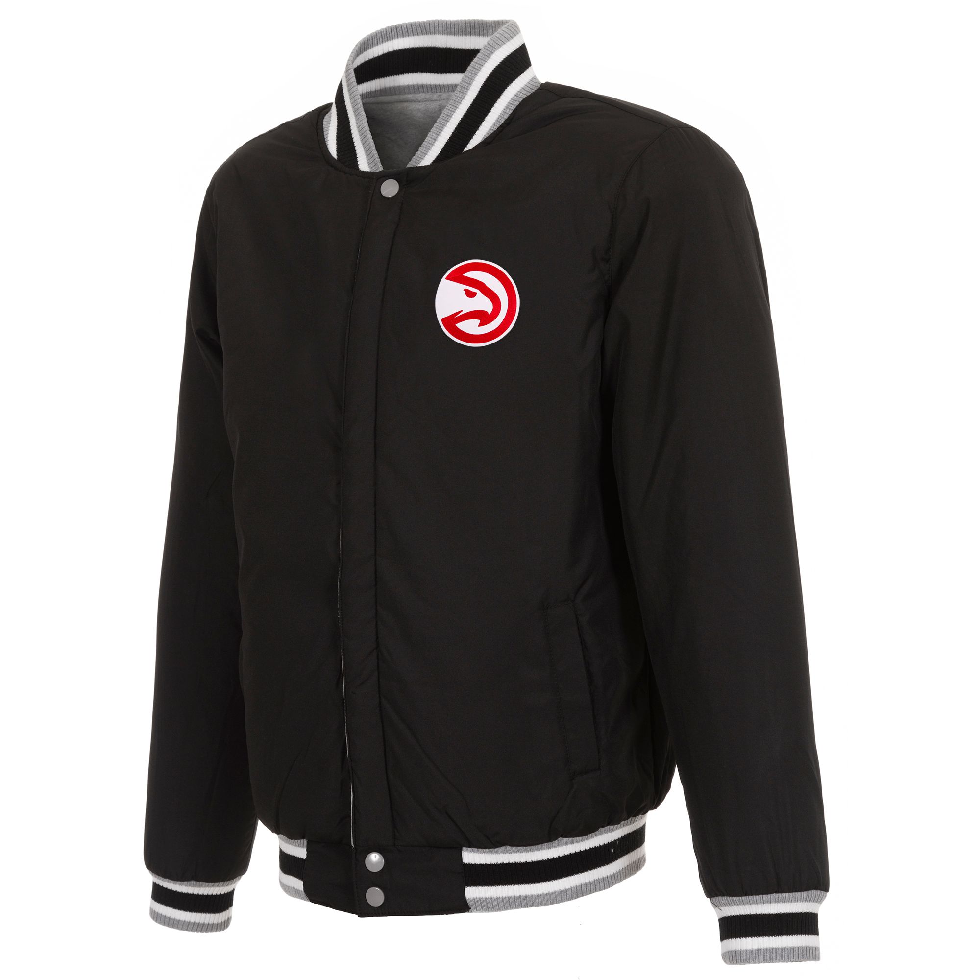JH Design Men's Atlanta Hawks Grey Reversible Fleece Jacket product image