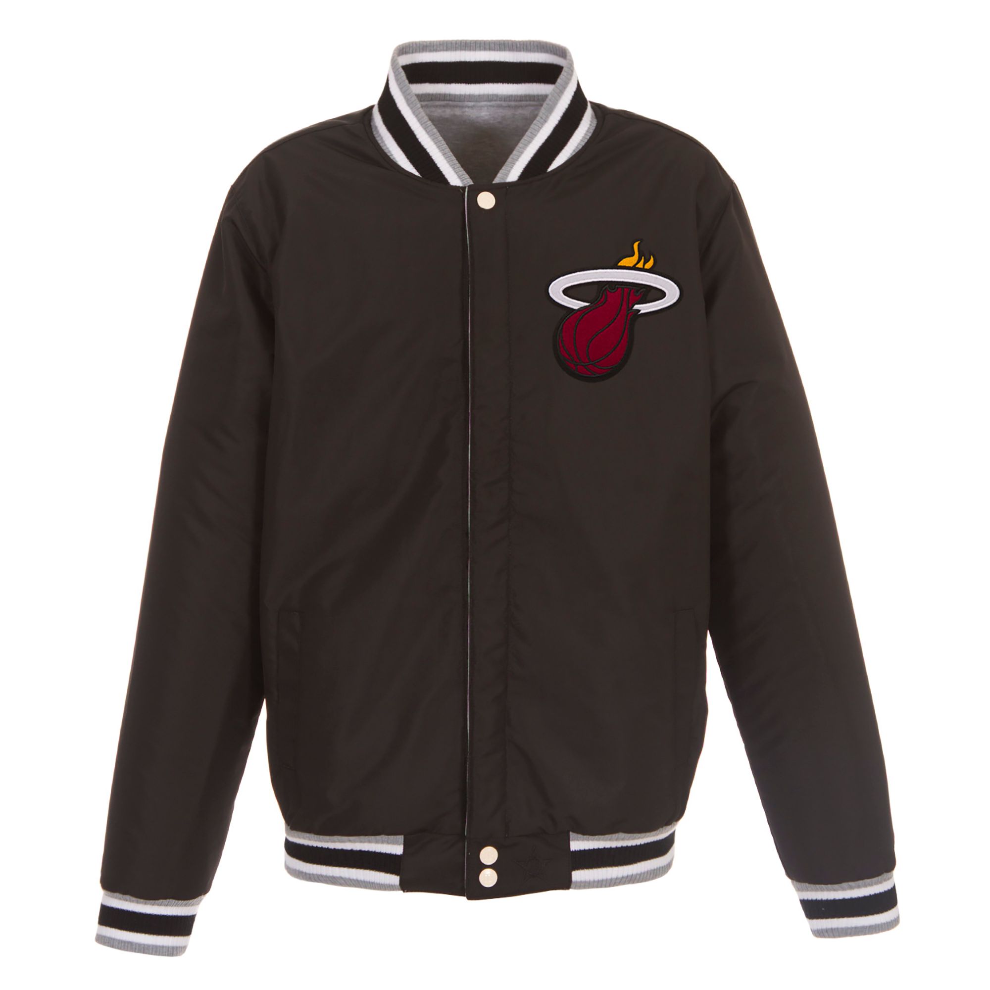 JH Design Men's Miami Heat Grey Reversible Fleece Jacket