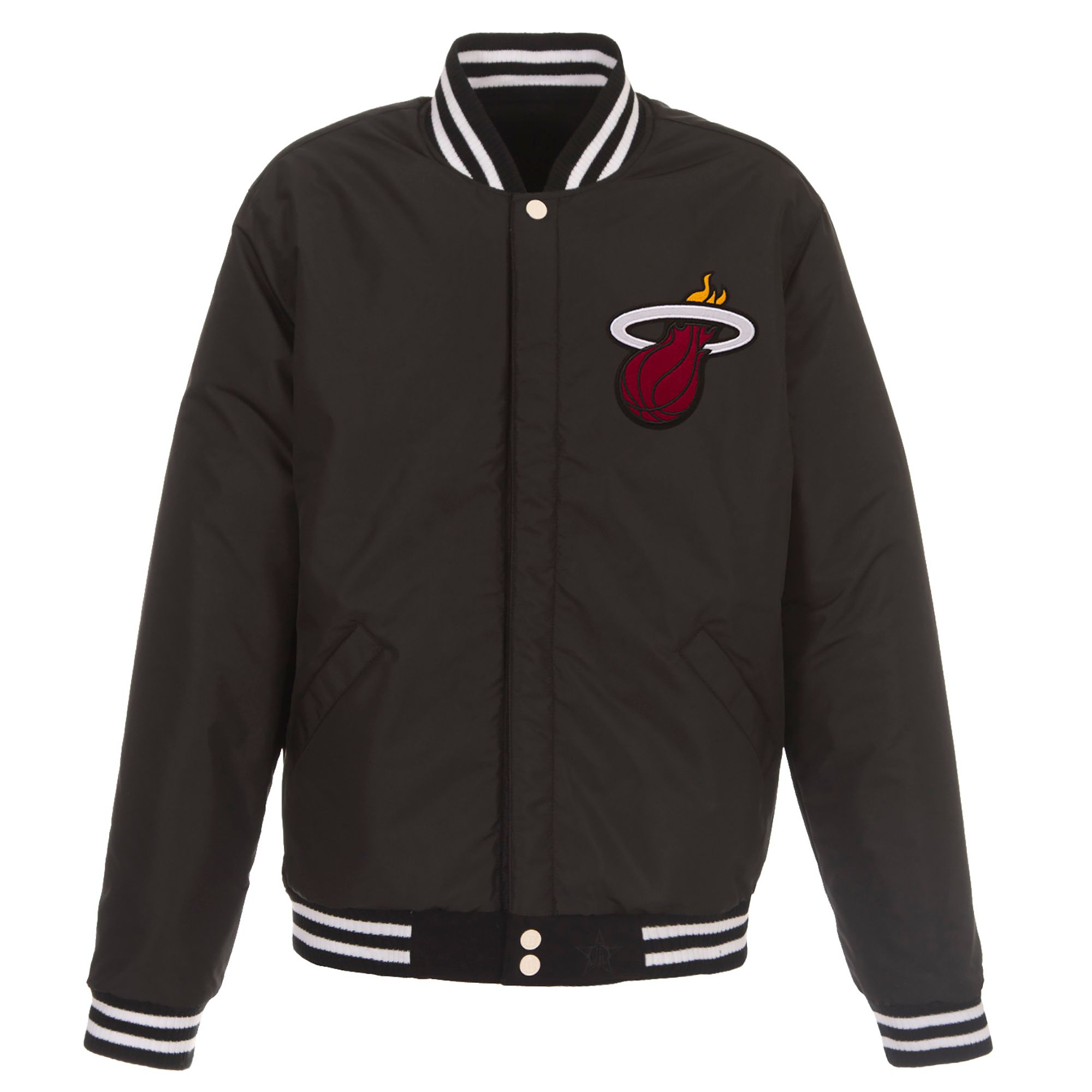 JH Design Men's Miami Heat Black Varsity Jacket product image