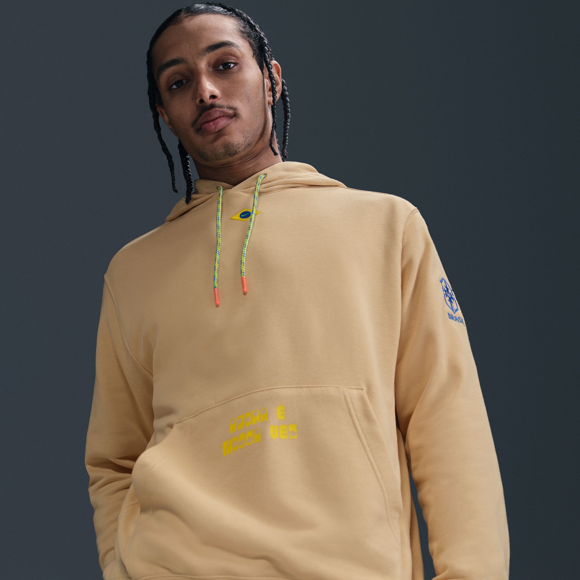 Nike Men's Brazil Tan Logo Pullover Hoodie product image