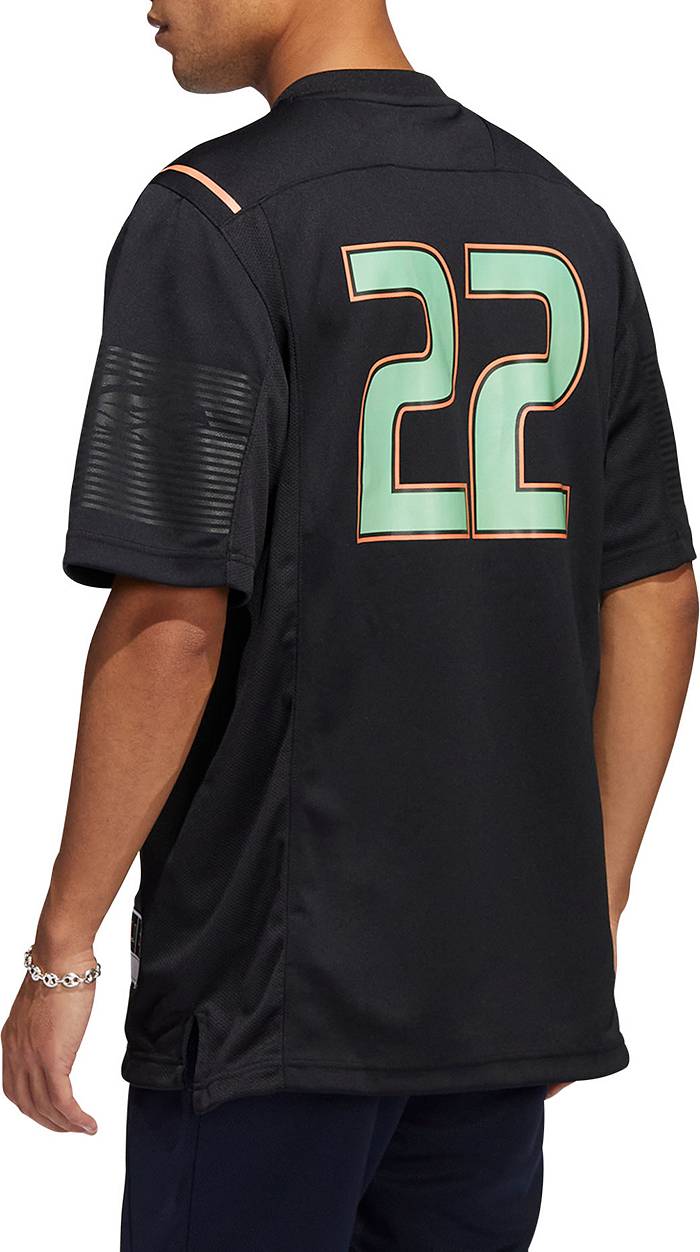 Men's Adidas Black Miami Hurricanes Custom Football Jersey Size: 3XL