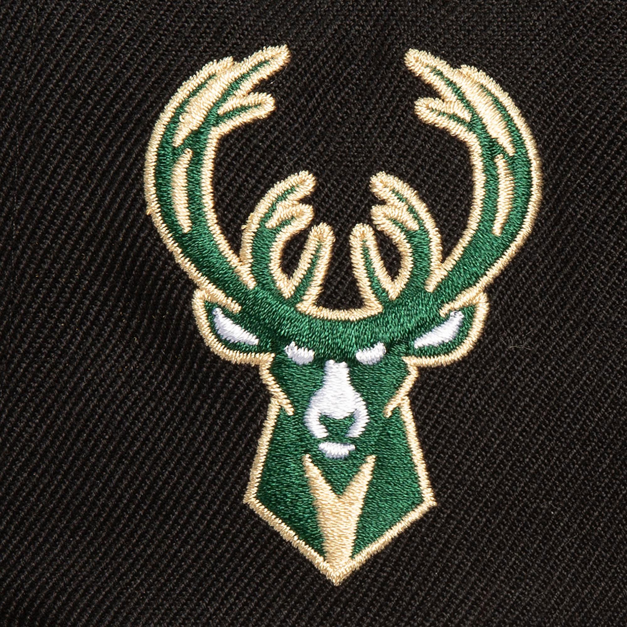 Mitchell & Ness Adult Milwaukee Bucks Black Script Adjustable Snapback Hat product image