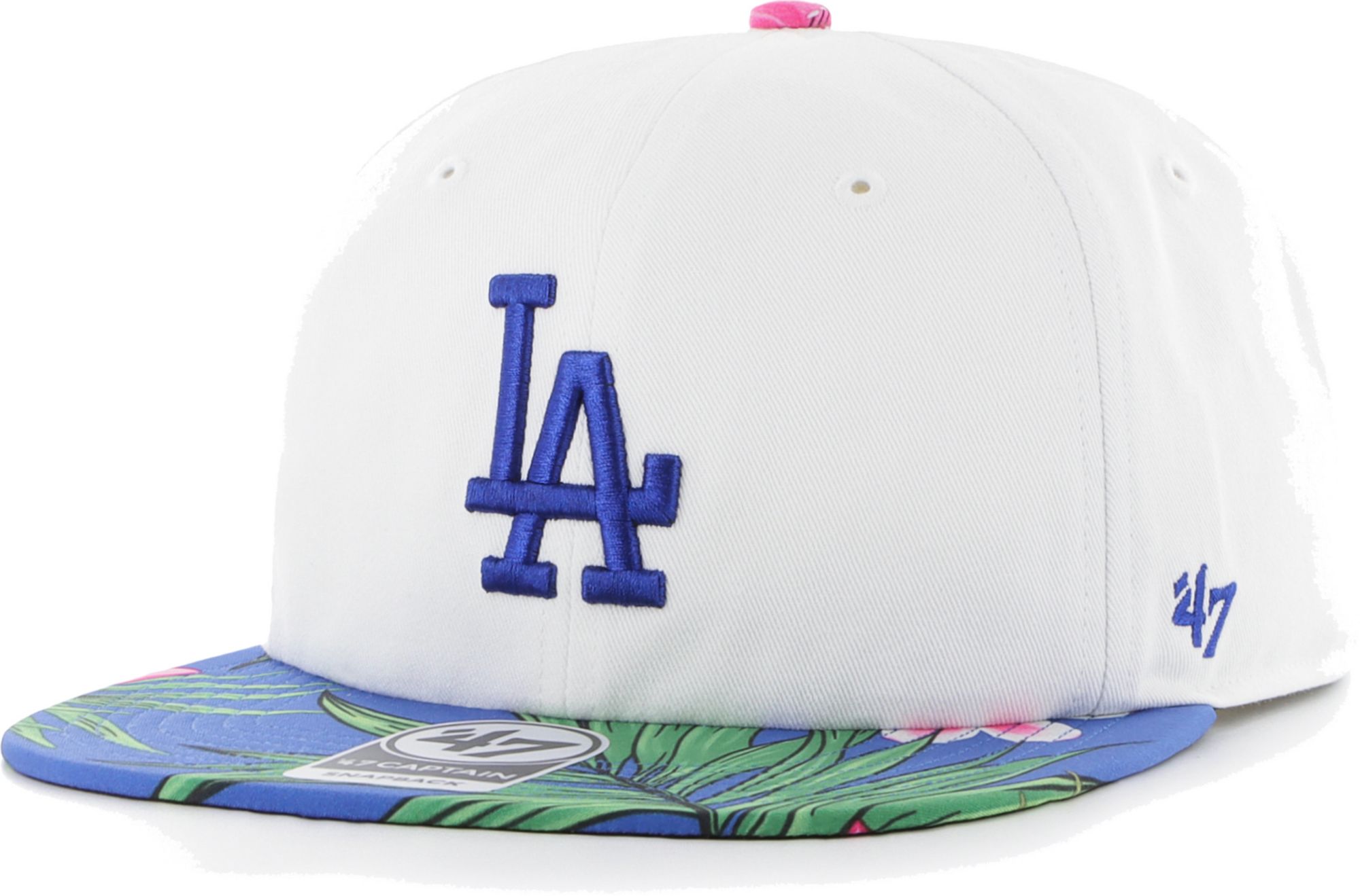 Hurley x '47 Men's Los Angeles Dodgers White Captain Snapback Adjustable Hat product image