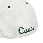 adidas Men's Miami Hurricanes White Fitted Mesh Hat