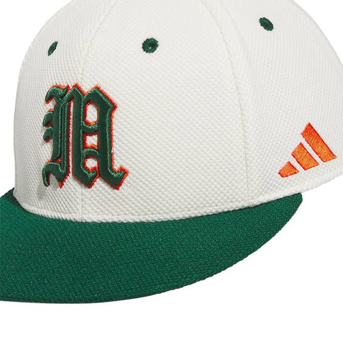 adidas Men's Miami Hurricanes White Fitted Mesh Hat