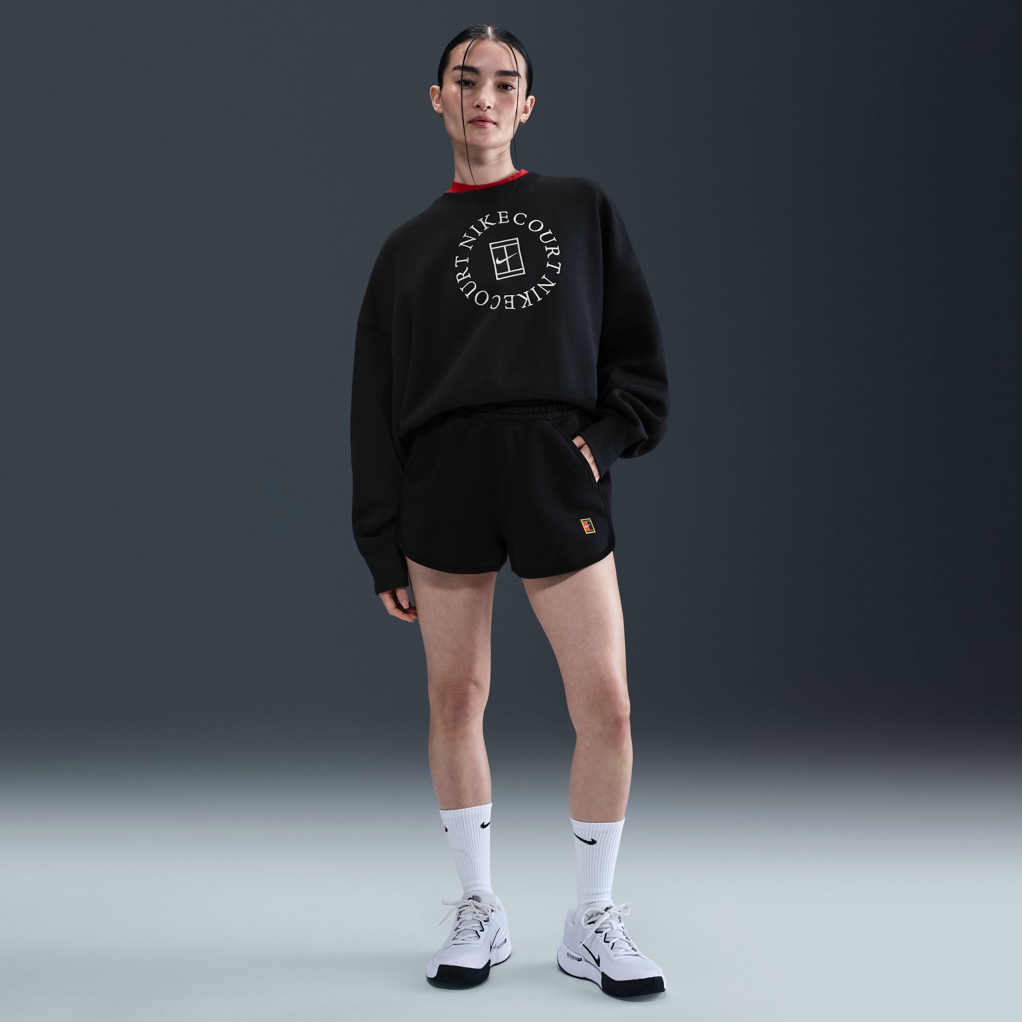 Nike Women's NikeCourt Heritage Mid-Rise Fleece Tennis Shorts product image