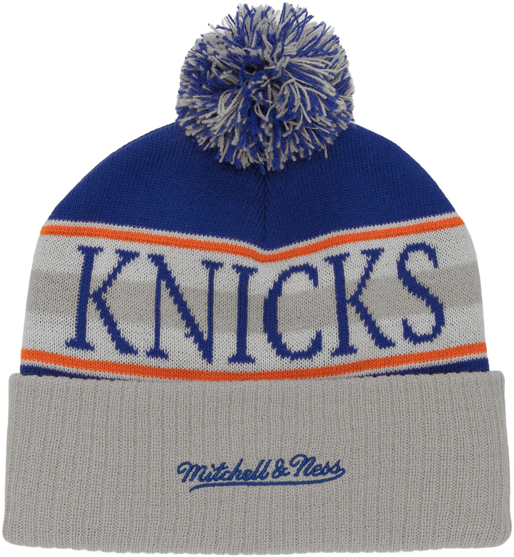 Mitchell & Ness Adult New York Knicks Blue Cuff Pom Knit Beanie product image