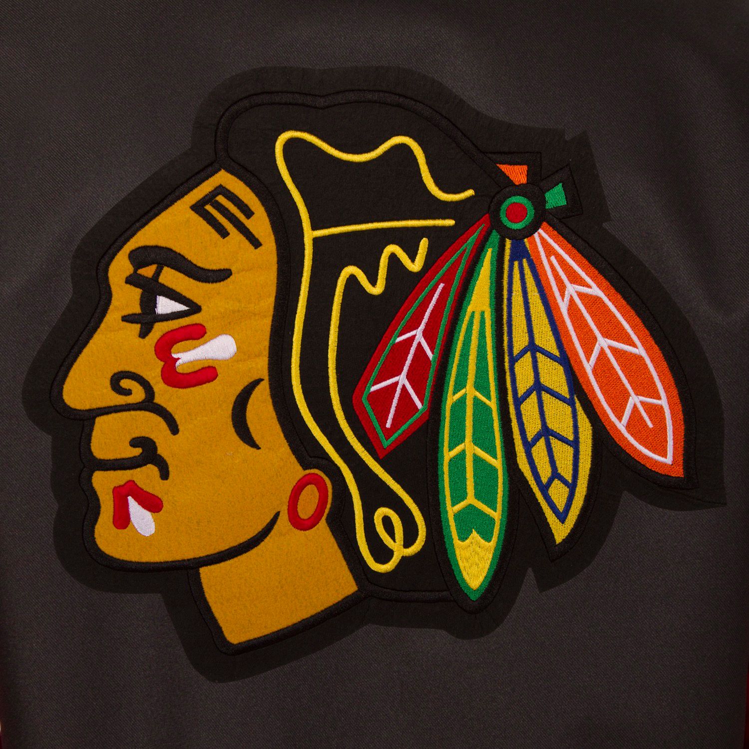 JH Design Chicago Blackhawks Black Polyester Twill Jacket