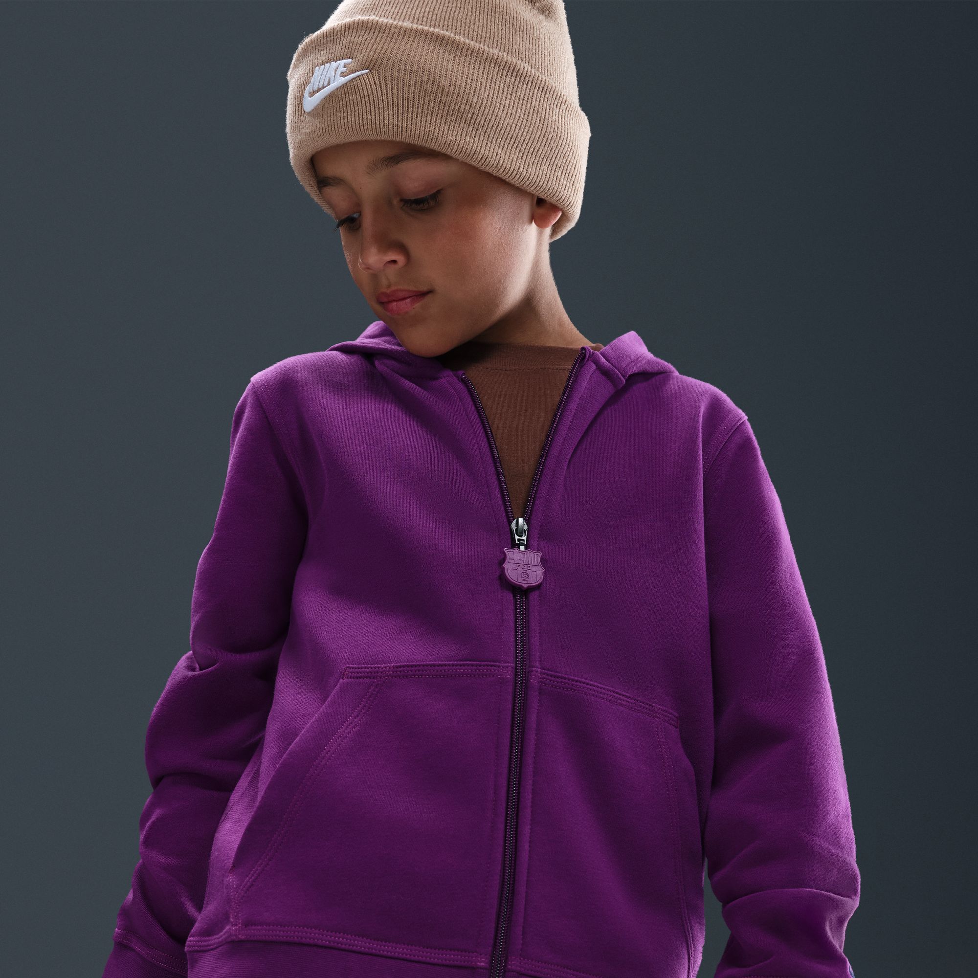 Nike Youth FC Barcelona Purple Third Full-Zip Hoodie product image