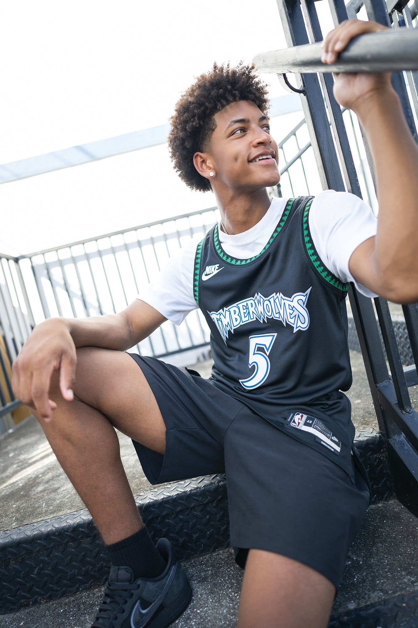 Nike Adult Minnesota Timberwolves Anthony Edwards #5 Black Hardwood Classics Swingman Jersey product image