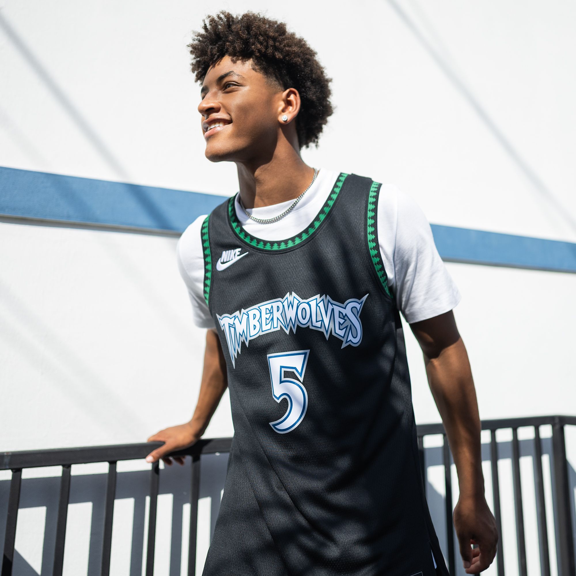 Nike Adult Minnesota Timberwolves Anthony Edwards #5 Black Hardwood Classics Swingman Jersey product image