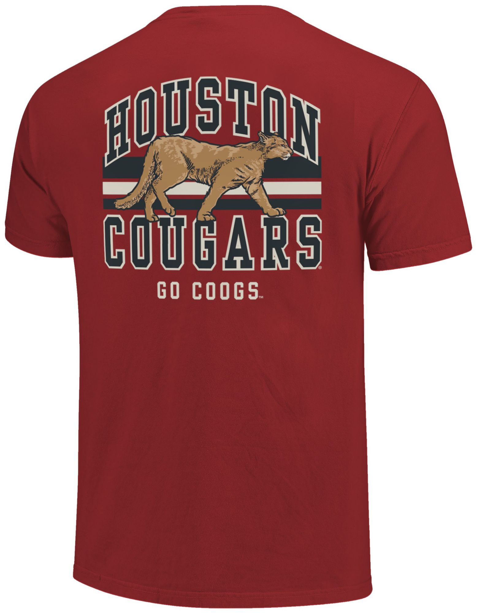Image One Men's Houston Cougars Red Mascot Arched Short Sleeve T-Shirt product image