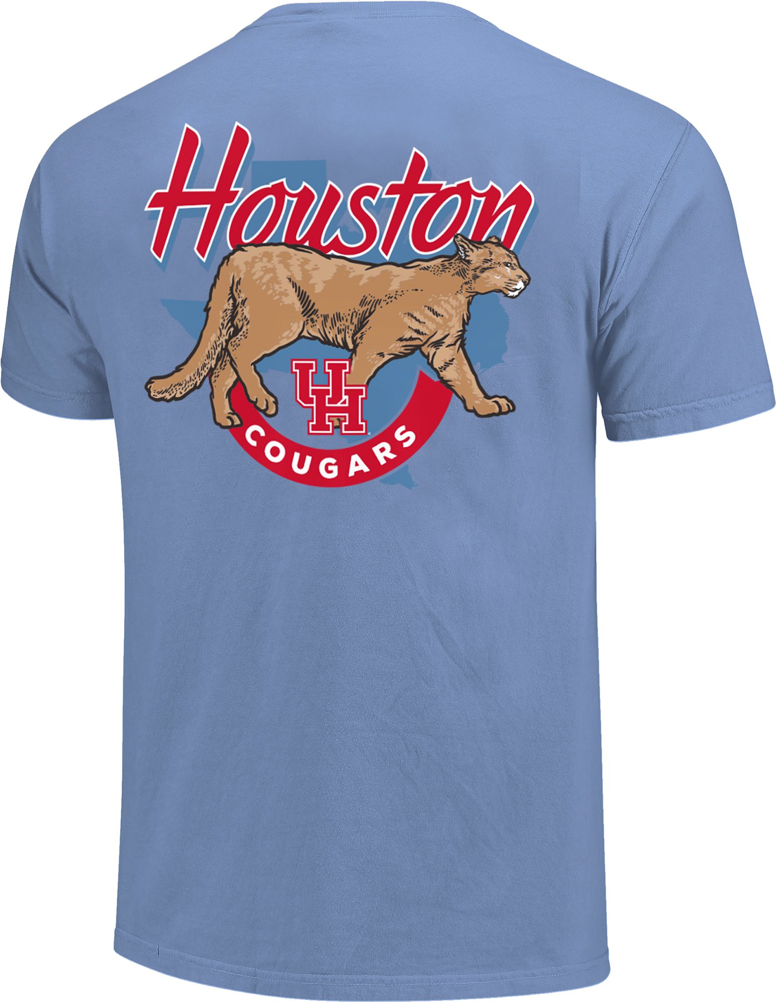 Image One Men's Houston Cougars Peri Blue Live Mascot March Script Short Sleeve T-Shirt product image