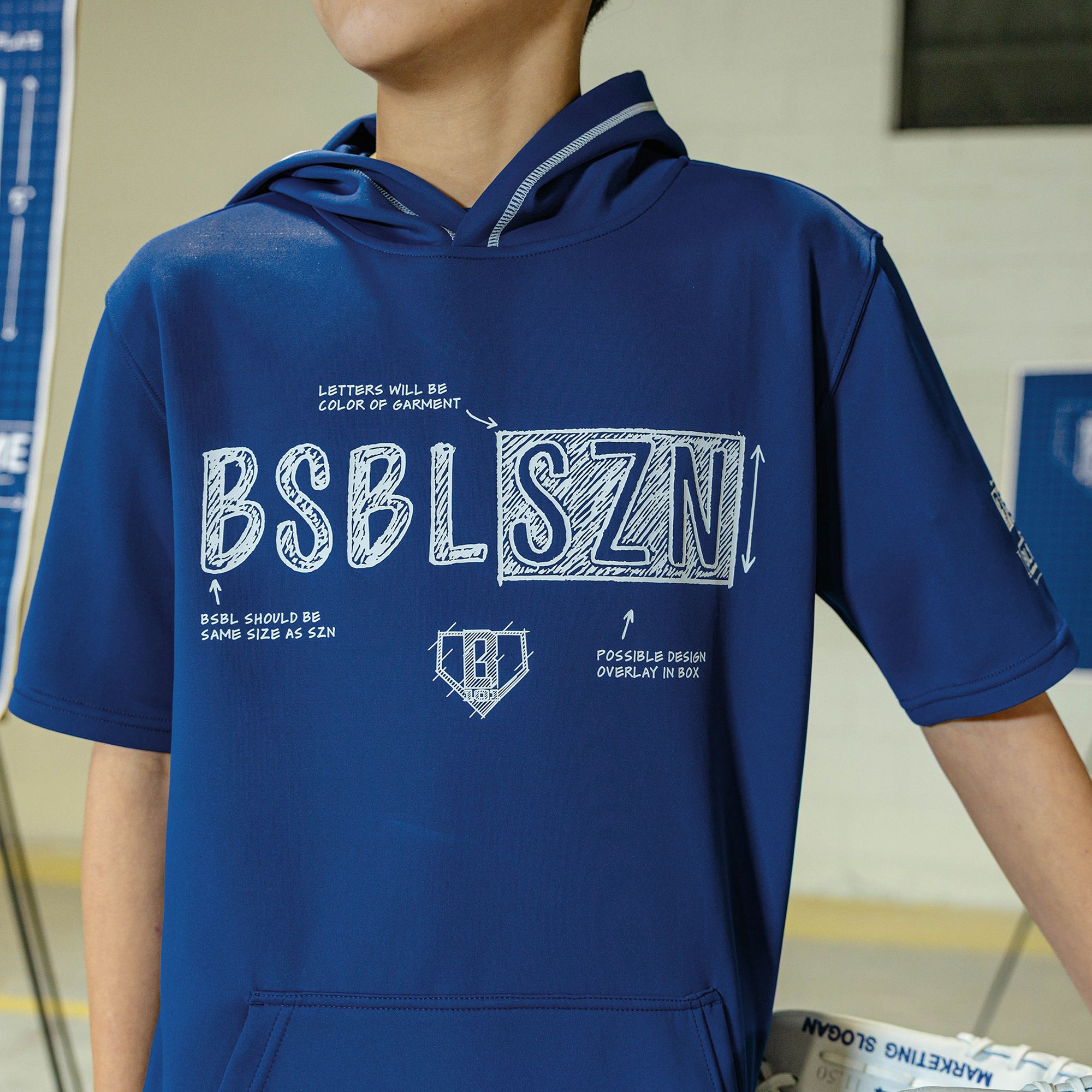 Baseball Lifestyle 101 Boys' BSBL-SZN Blueprint Short Sleeve Hoodie product image