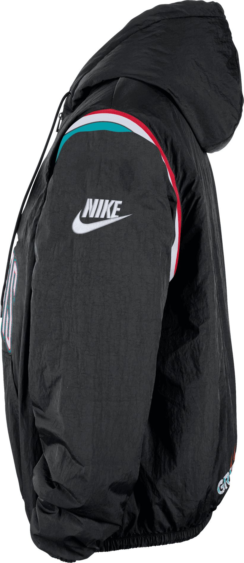 Nike Men's Memphis Grizzlies Hardwood Classics Black Wordmark Therma-FIT Woven Half-Zip Hoodie product image