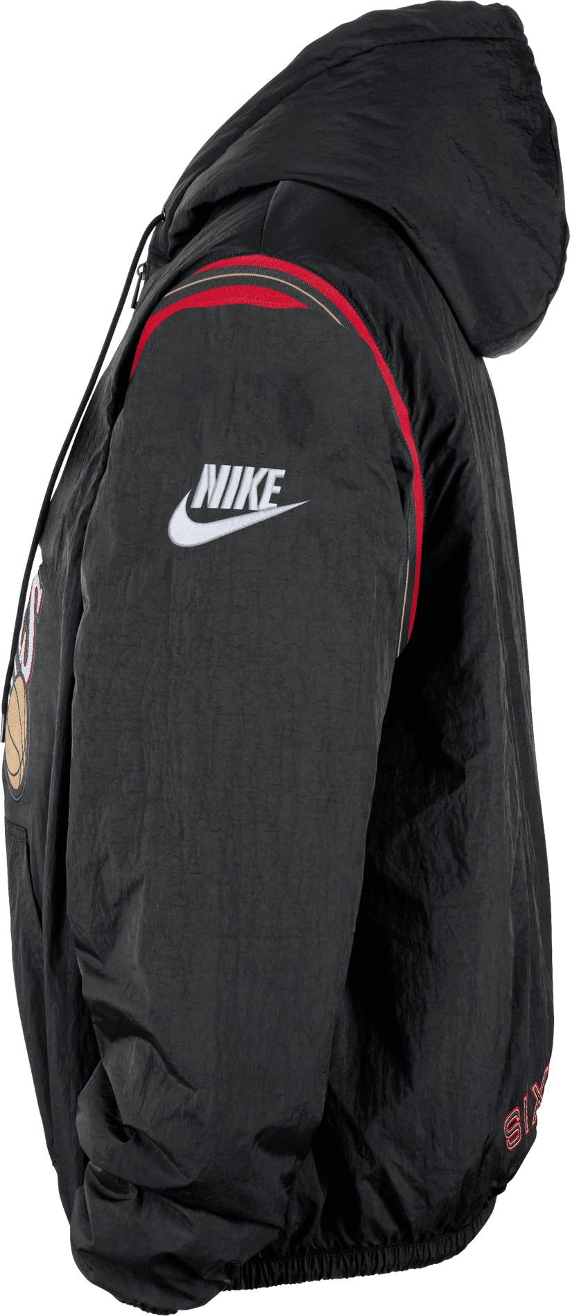Nike Men's Philadelphia 76ers Black Hardwood Classics Wordmark Therma-FIT Woven Half-Zip Hoodie product image