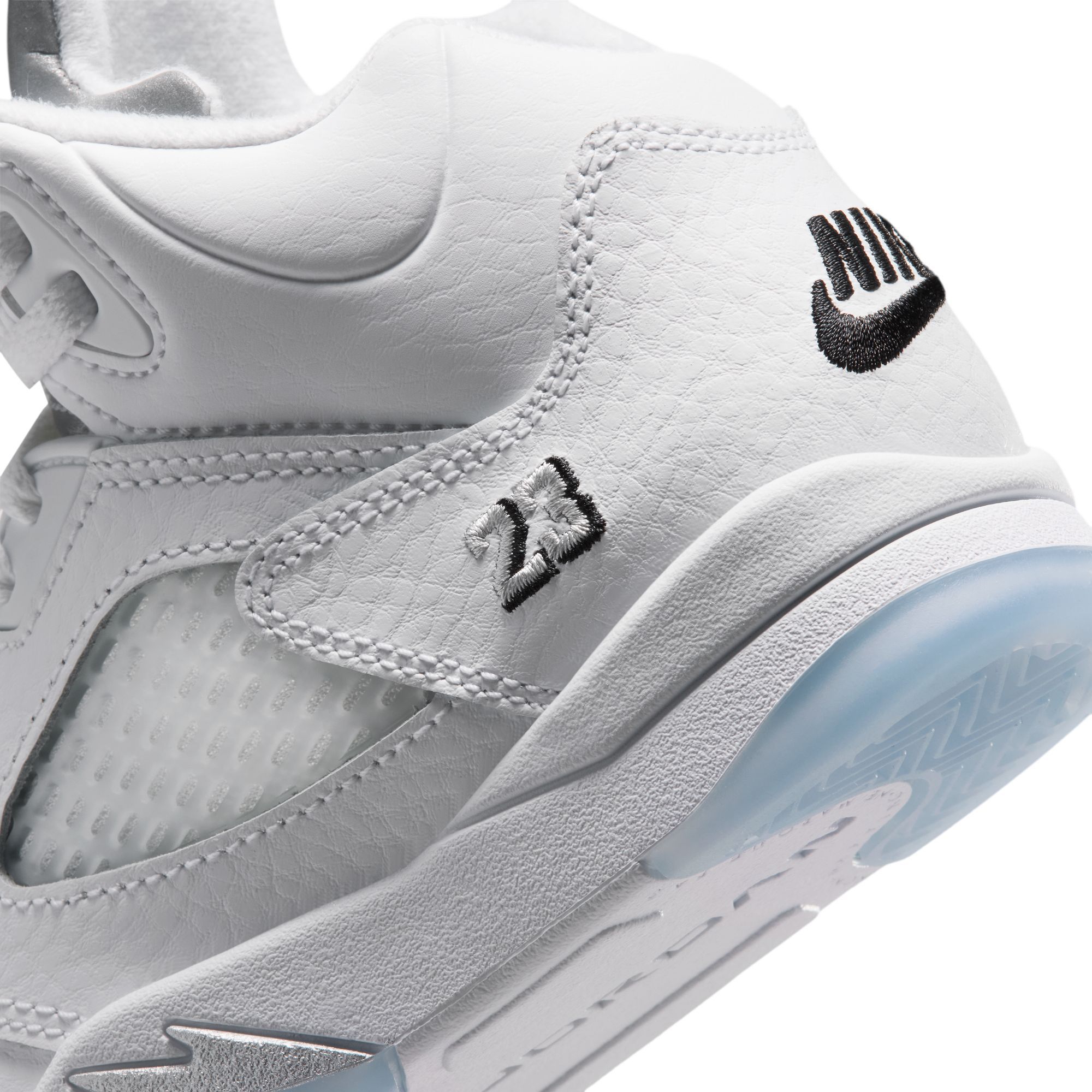 Air Jordan Kids' Preschool 5 Retro OG 'White and Metallic Silver' Basketball Shoes product image