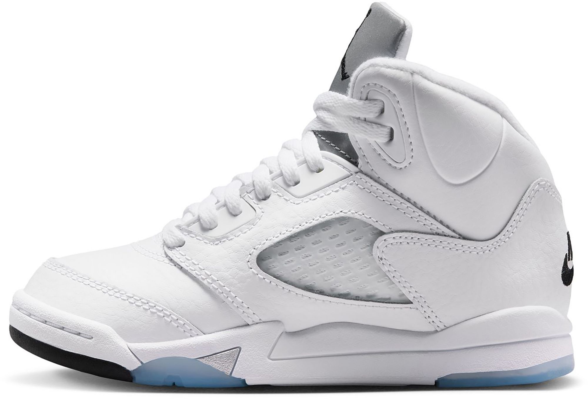 Air Jordan Kids' Preschool 5 Retro OG 'White and Metallic Silver' Basketball Shoes product image