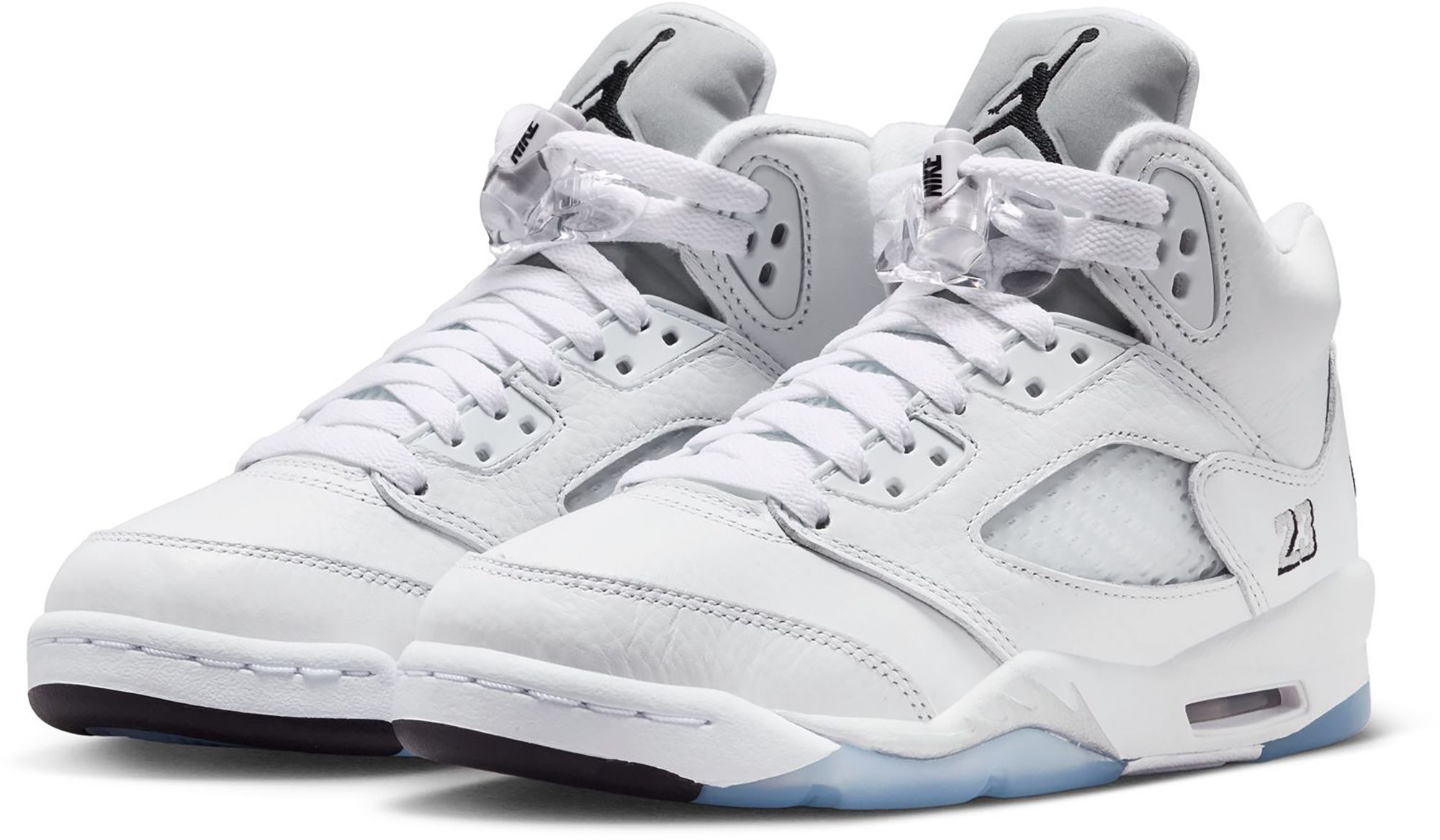 Air Jordan Kids' Grade School 5 Retro OG 'White and Metallic Silver' Basketball Shoes product image