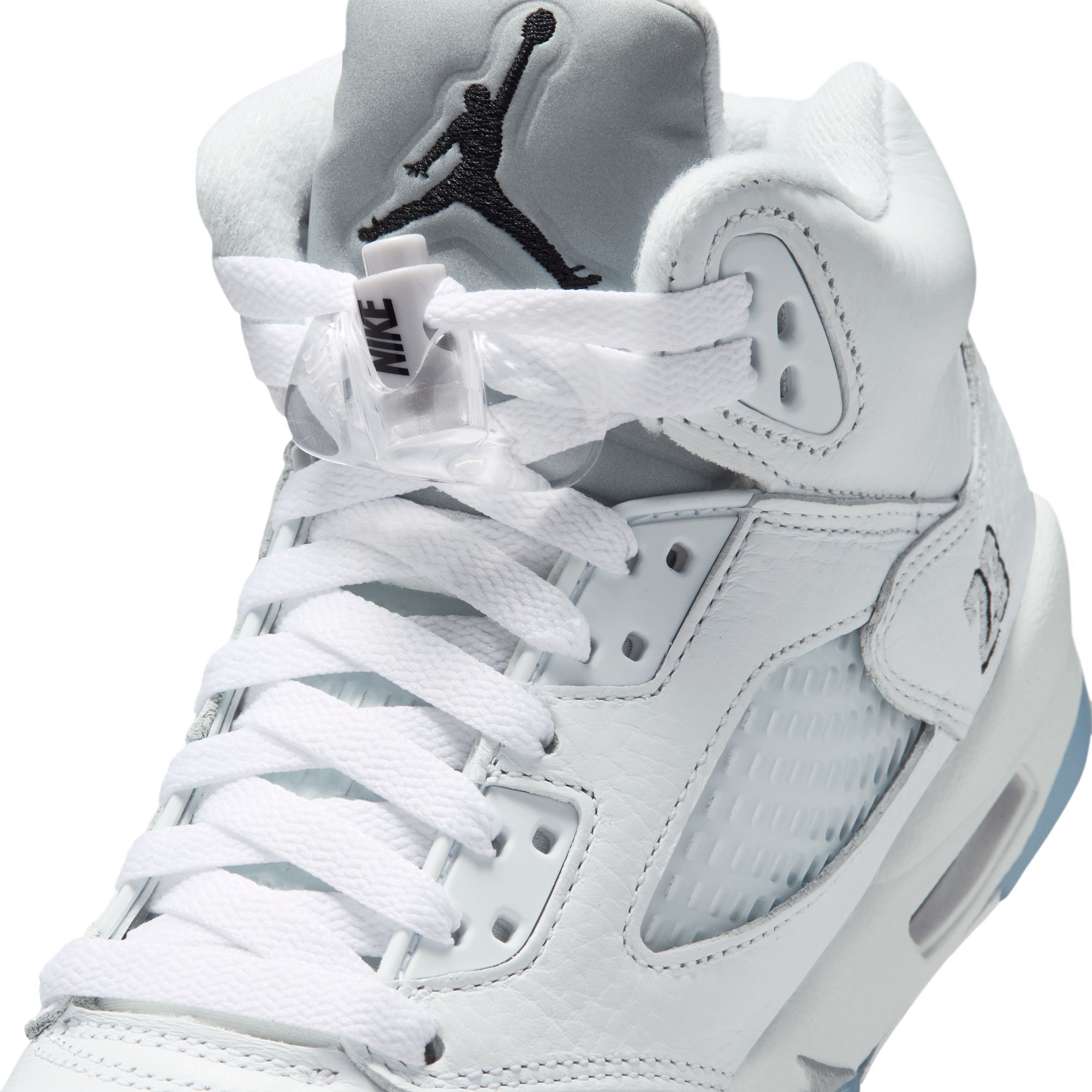 Air Jordan Kids' Grade School 5 Retro OG 'White and Metallic Silver' Basketball Shoes product image