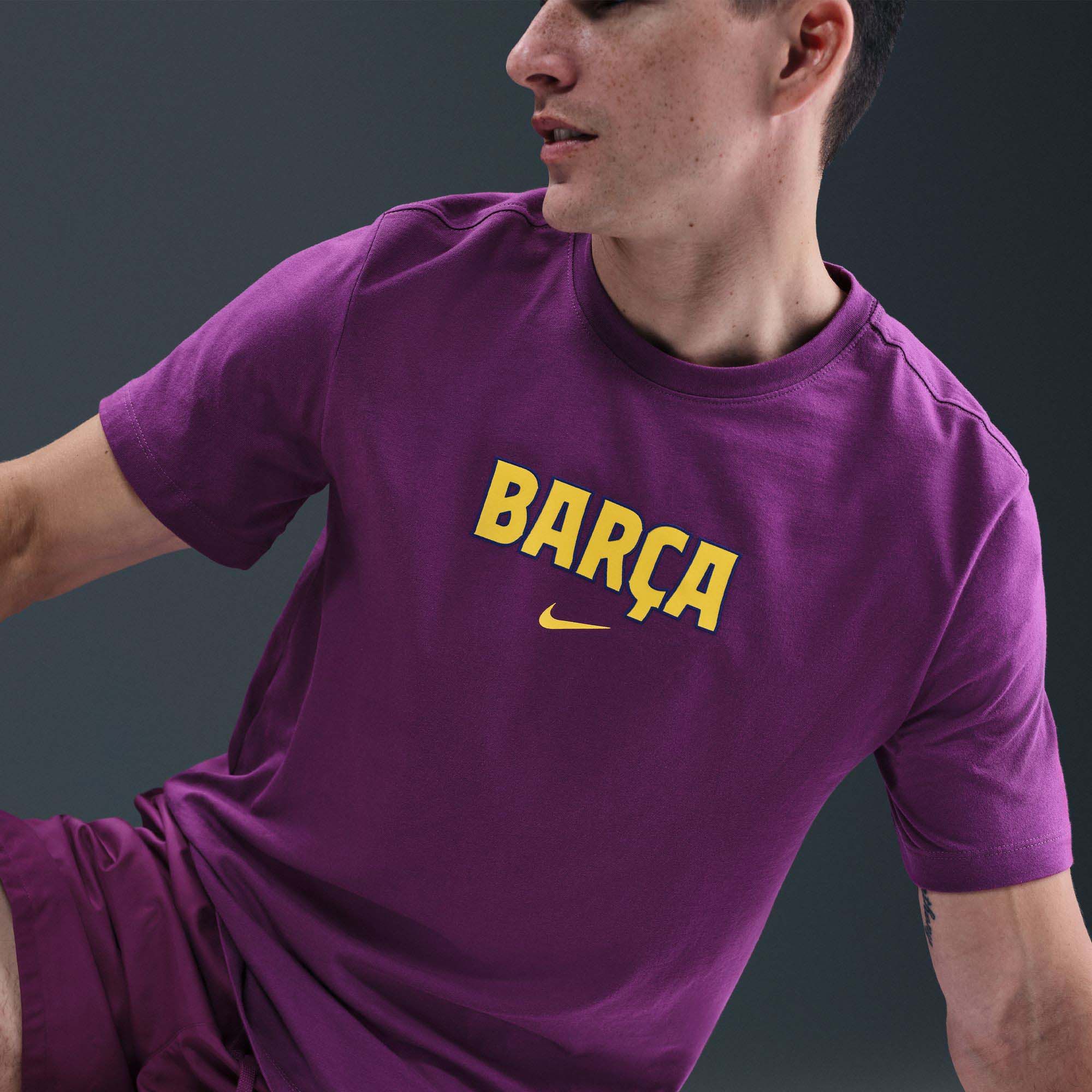 Nike Men's FC Barcelona 2025 Purple T90 Wordmark T-Shirt product image