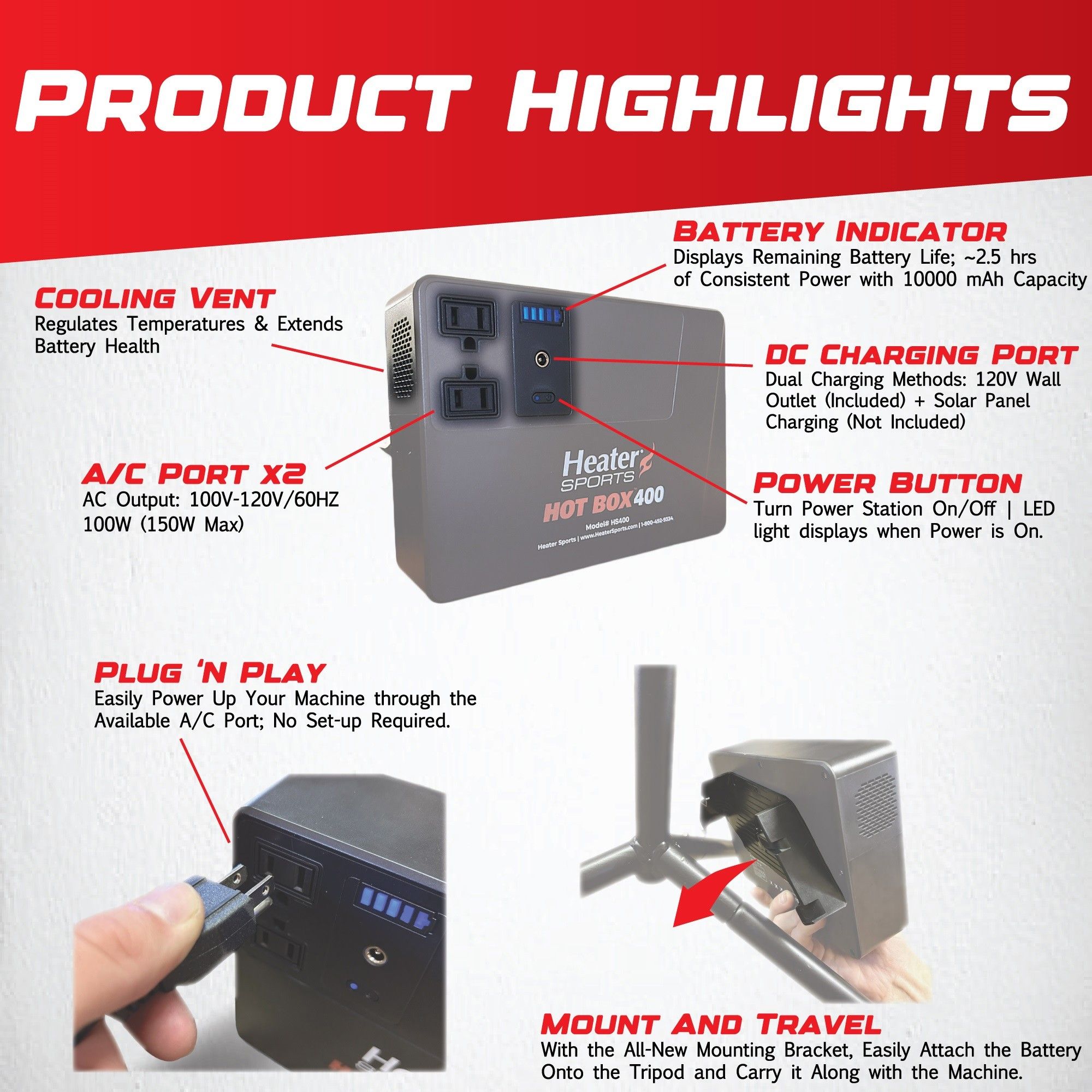 Heater Sports Hot Box 400 Portable Power Station product image