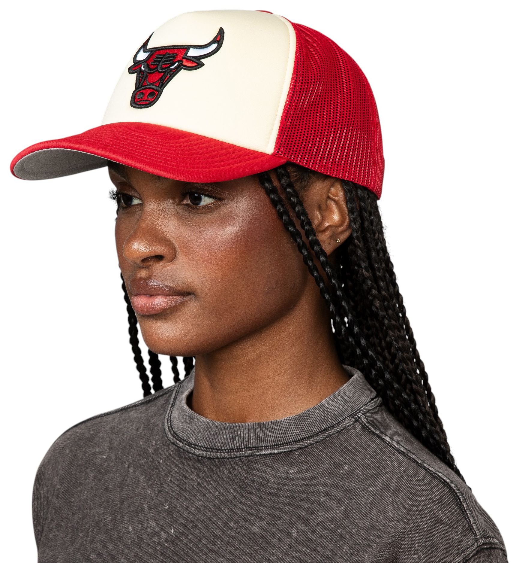 Mitchell & Ness Adult Chicago Bulls Off-White Vintage Block Foam Trucker Hat product image