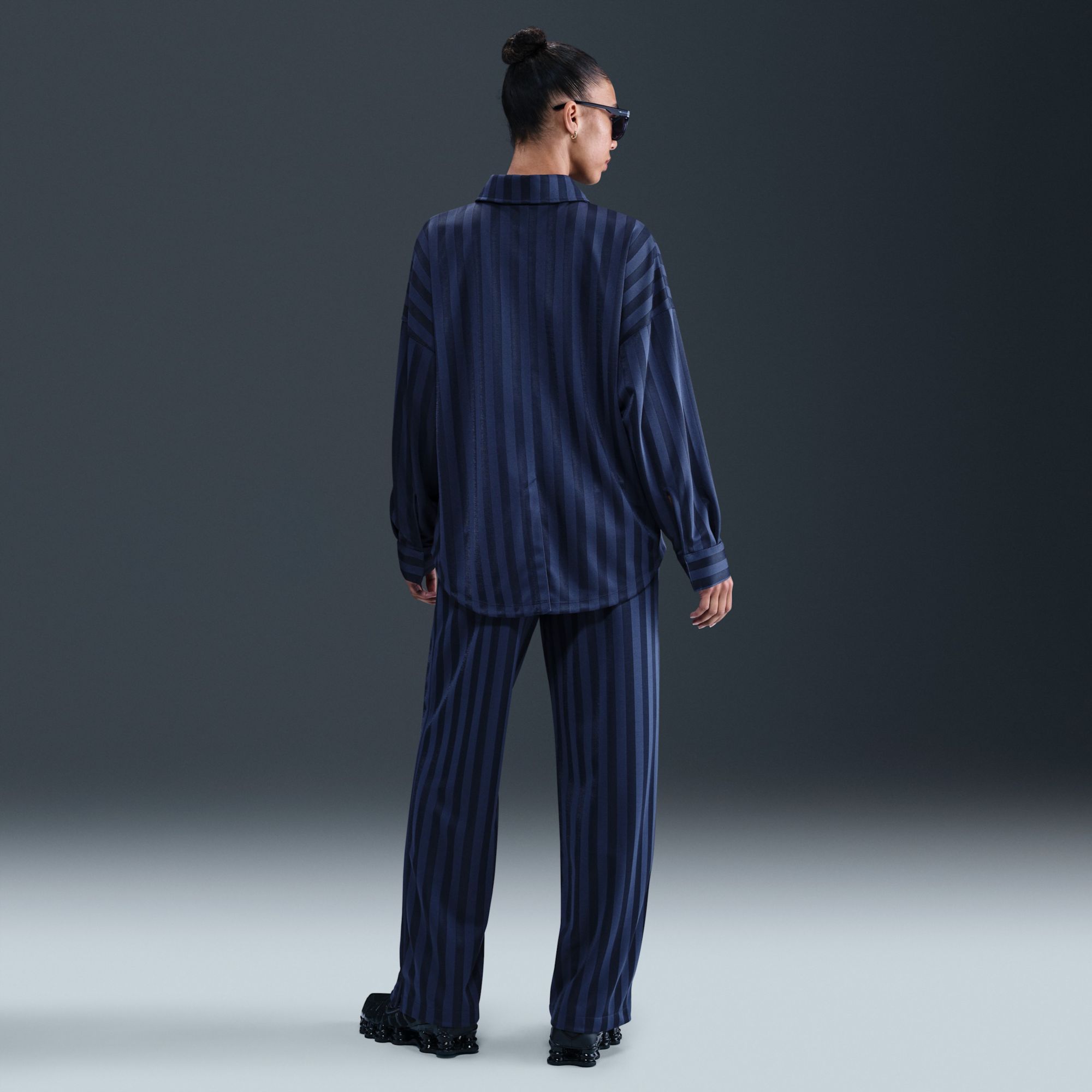 Nike Women's Sportswear Jacquard Striped Button Down Top product image