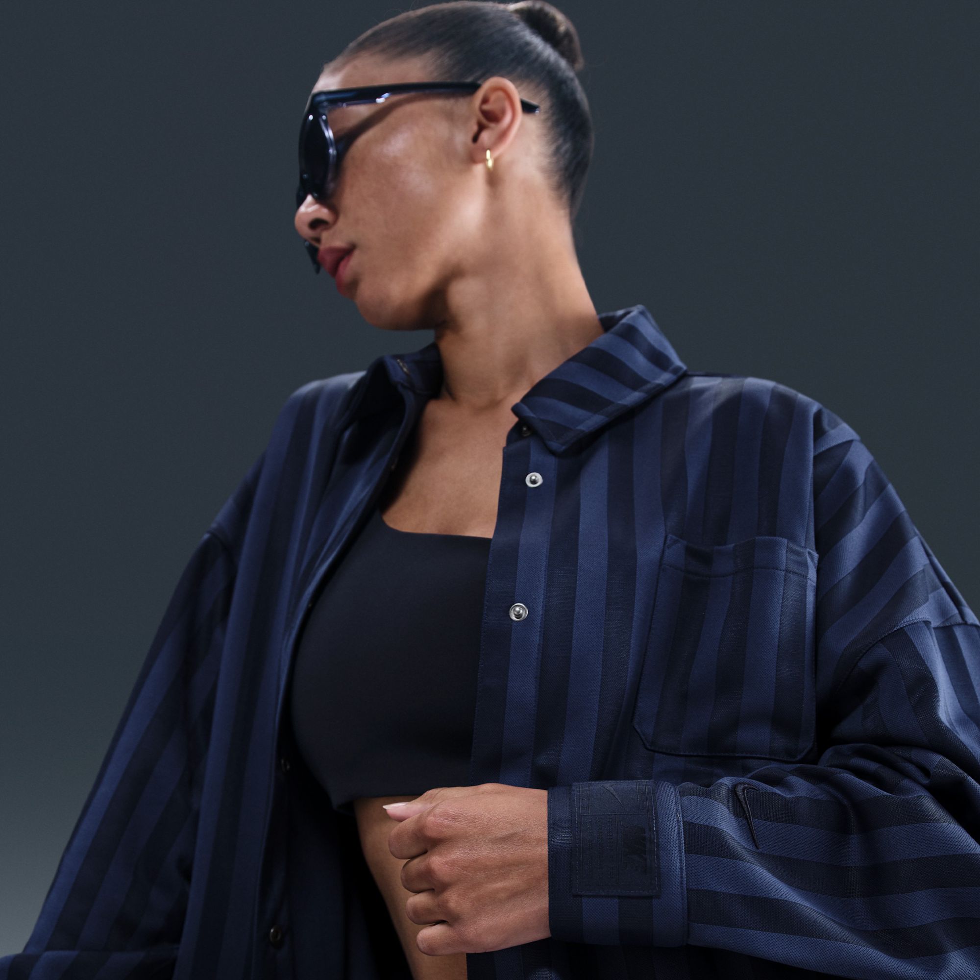 Nike Women's Sportswear Jacquard Striped Button Down Top product image