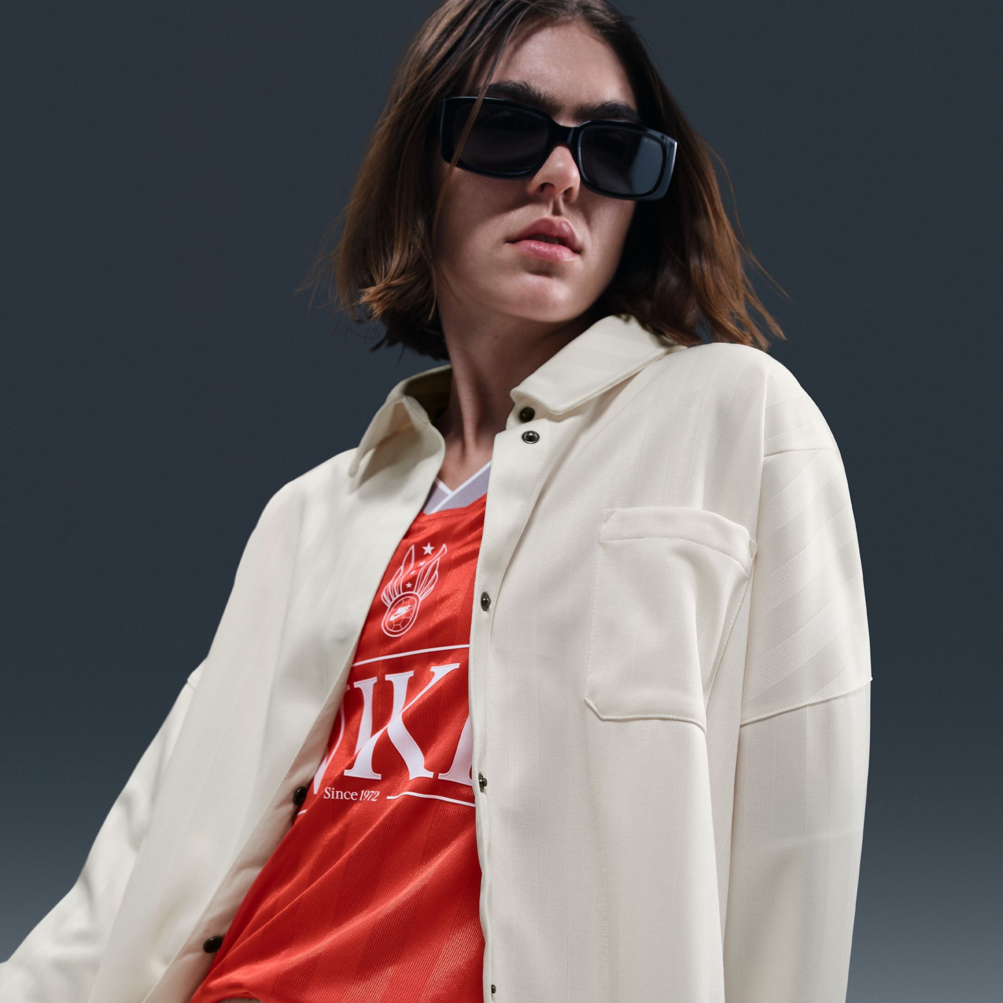 Nike Women's Sportswear Jacquard Striped Button Down Top product image