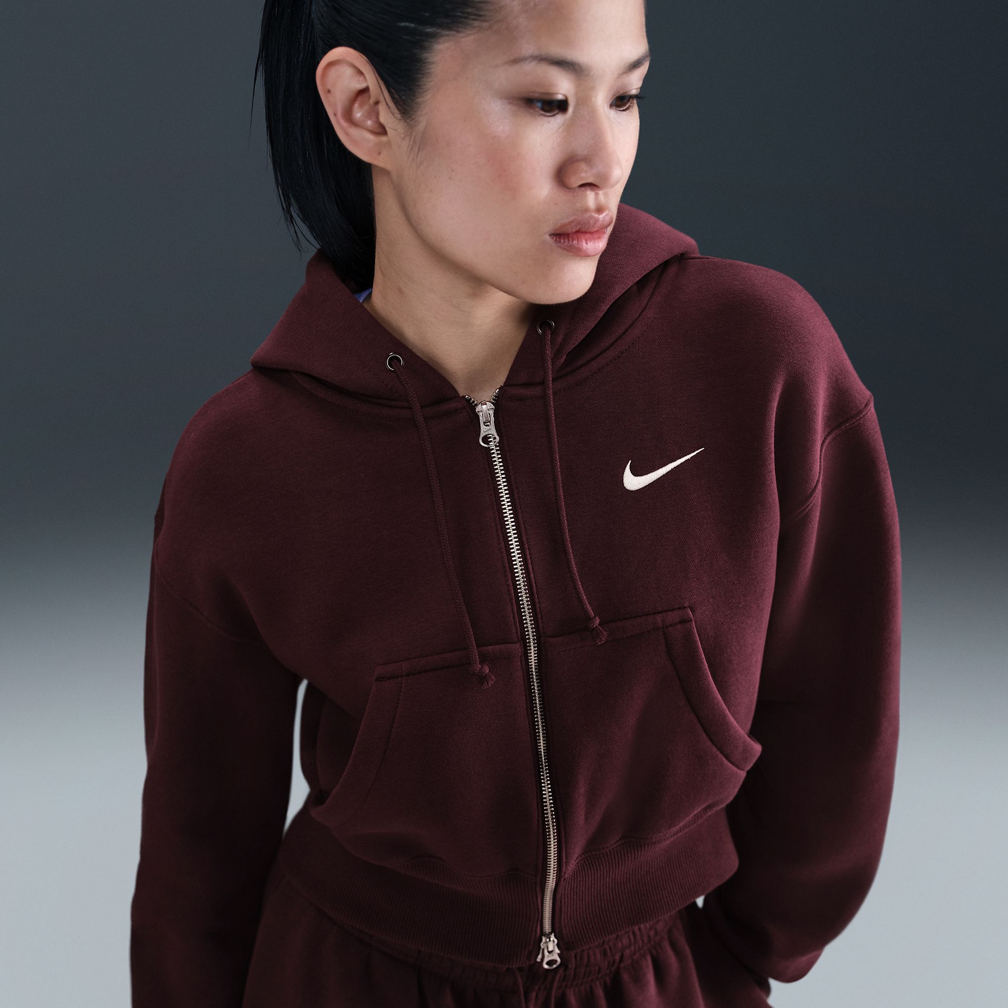 Nike Women's Sportswear Phoenix Fleece Loose Full-Zip Cropped Hoodie product image
