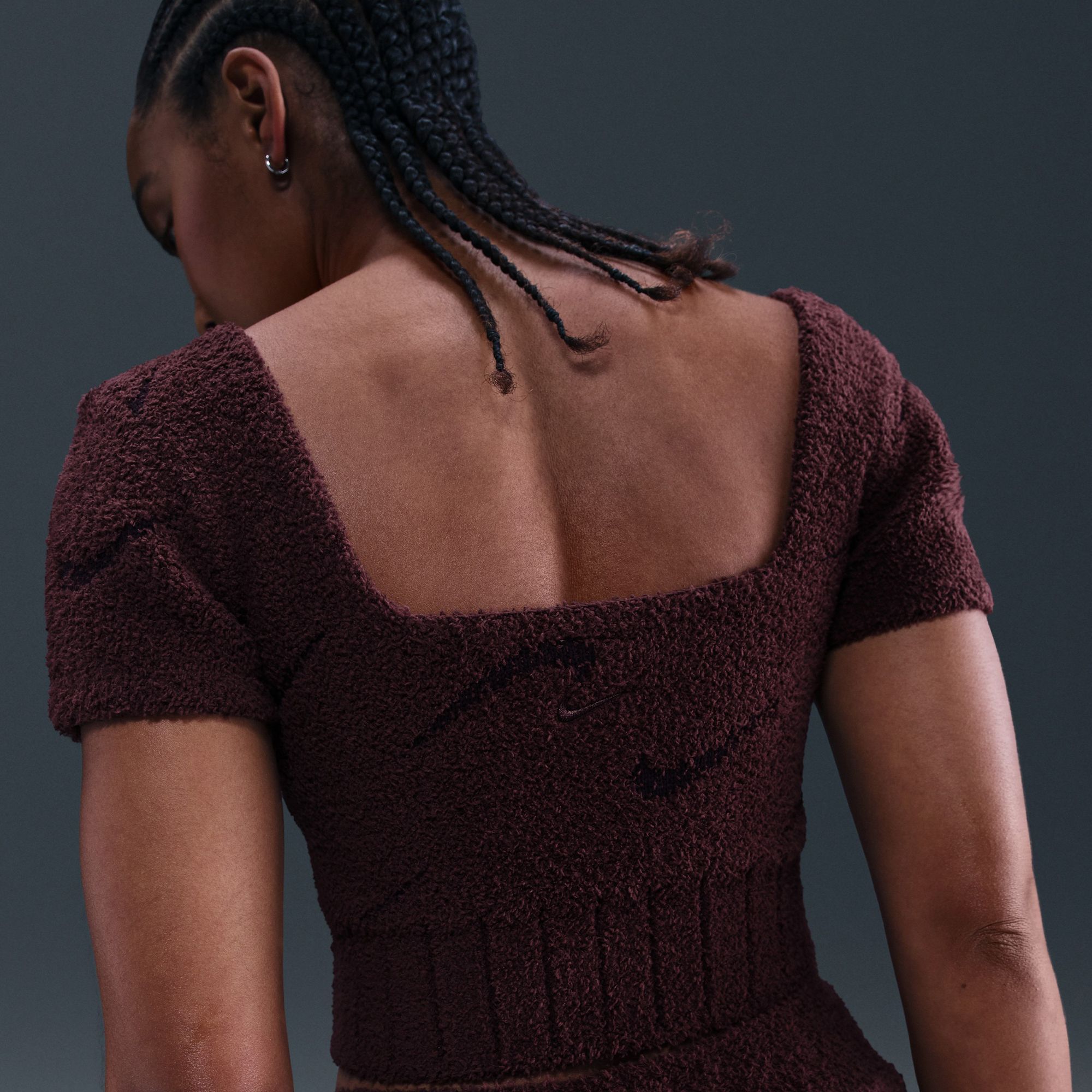 Nike Women's Sportswear Phoenix Cozy Bouclé Short-Sleeve Cropped Knit Top product image